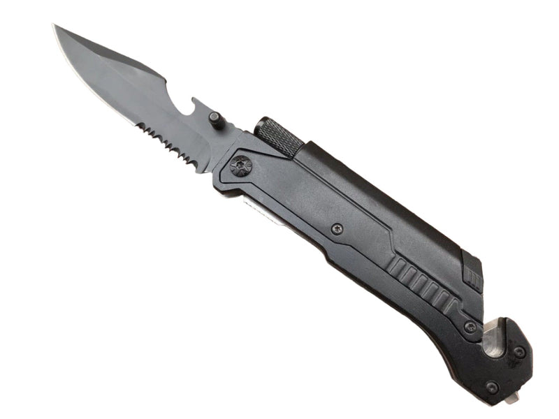 Personalized Black Utility Knife with Flashlight