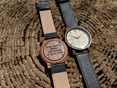 Personalized Arce Wooden Watch | Walnut Leather