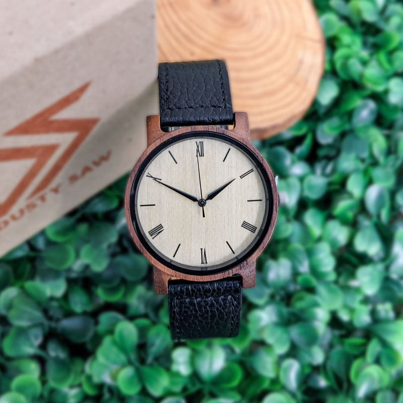 Personalized Arce Wooden Watch | Walnut Leather