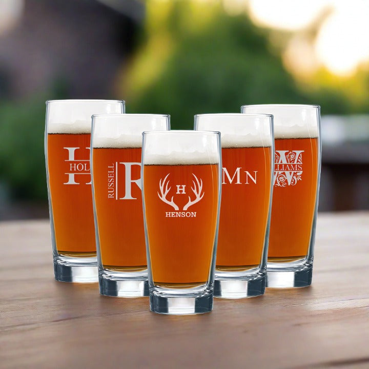 Set of 5 Personalized 16 oz. Willi Becher Beer Glasses