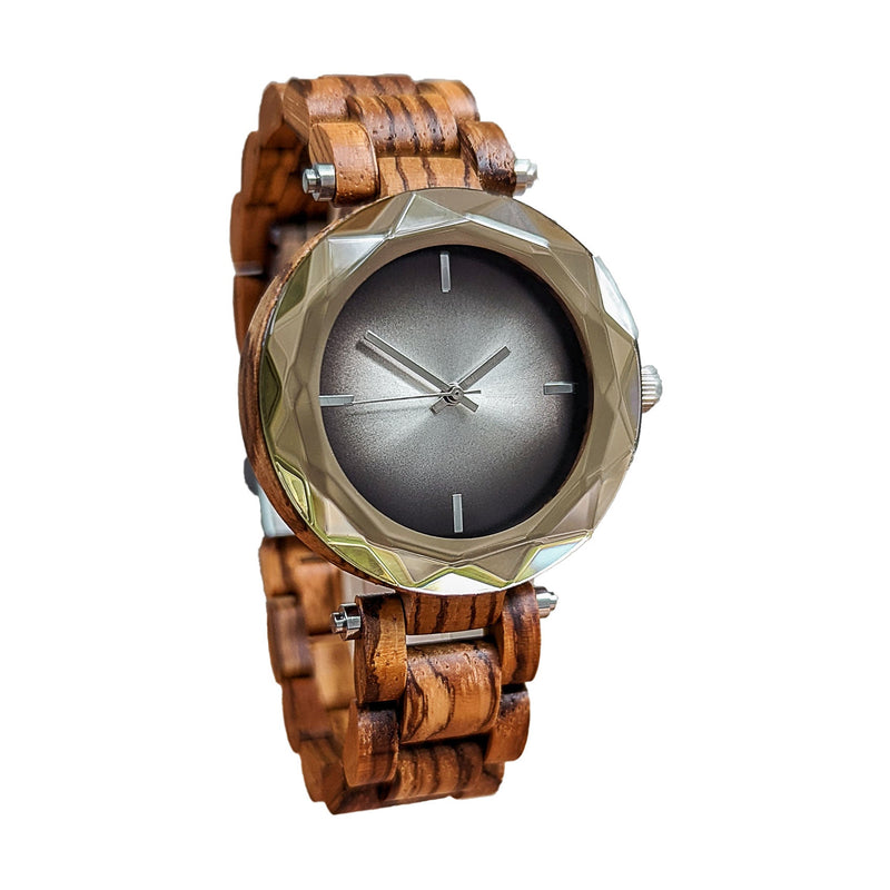 Personalized Diamante Wooden Watch | Zebra