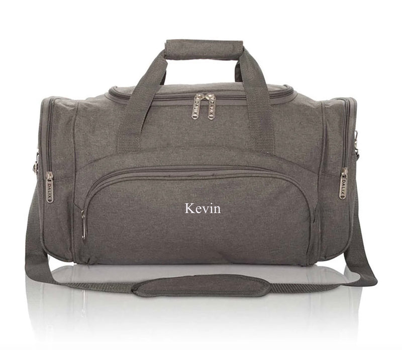 Set of 5 Personalized Gray Voyager Duffel Bags