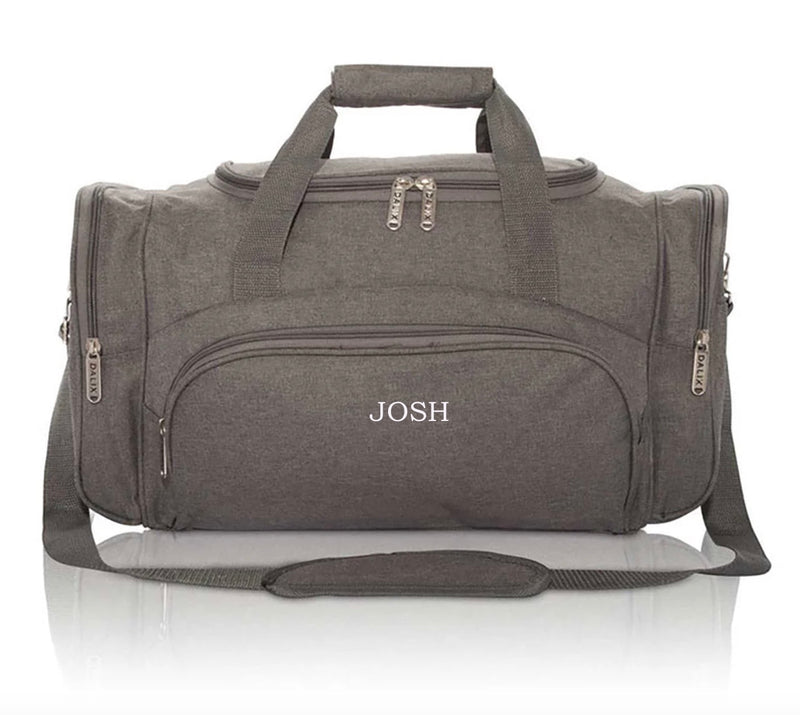 Set of 5 Personalized Gray Voyager Duffel Bags