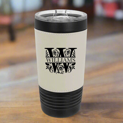 Personalized 20oz. Black Tumbler with Engraved Leatherette