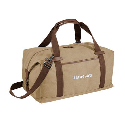 Personalized Cotton Canvas Duffel Bag - Khaki