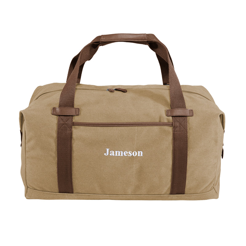 Personalized Cotton Canvas Duffel Bag - Khaki