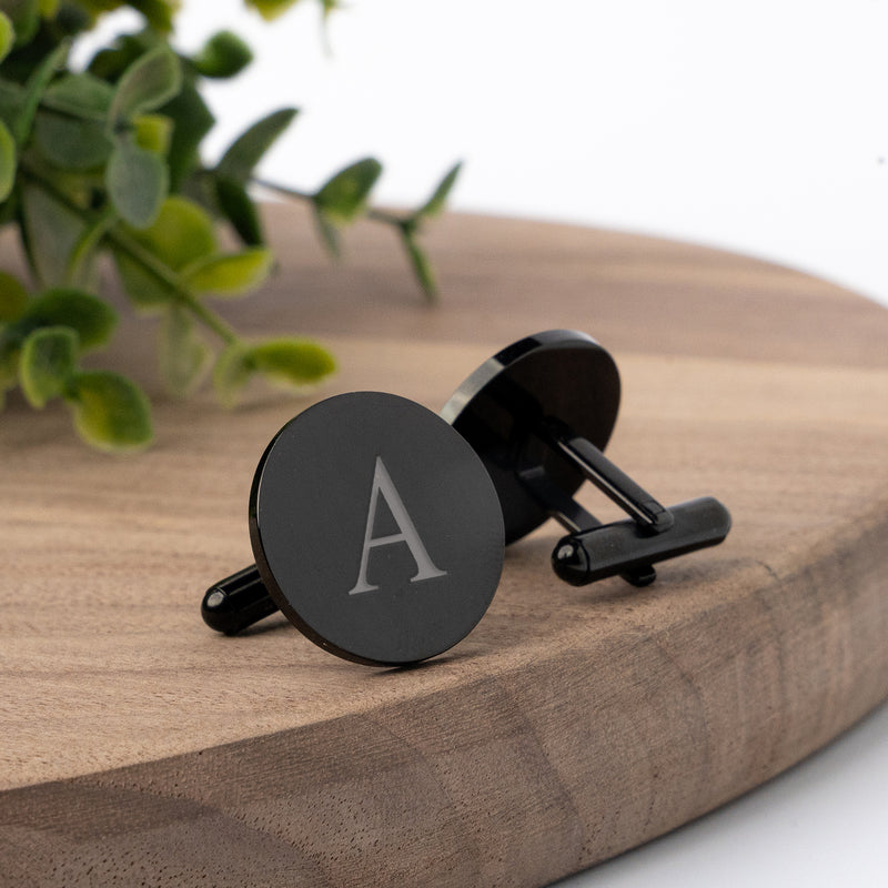 Personalized Round Black Cufflinks