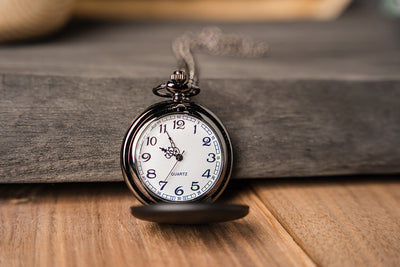 Groomsmen Gift Set of 5 Personalized Black Pocket Watches