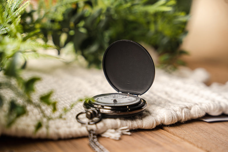 Groomsmen Gift Set of 5 Personalized Black Pocket Watches