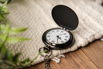 Groomsmen Gift Set of 5 Personalized Black Pocket Watches