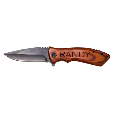 Personalized Dark Brown Pakkawood Handle Black Blade Knife