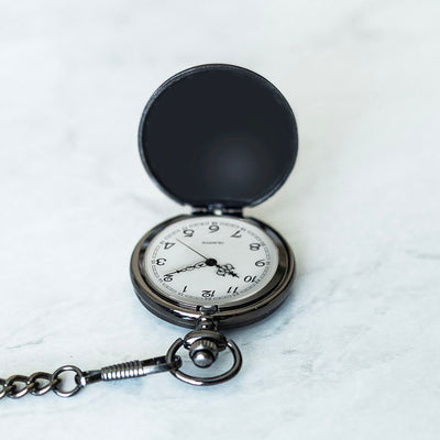 Groomsmen Gift Set of 5 Personalized Black Pocket Watches