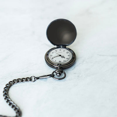 Groomsmen Gift Set of 5 Personalized Black Pocket Watches