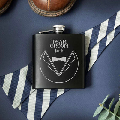 Personalized Groomsmen Proposal Black Flasks