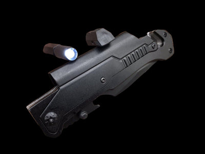 Personalized Black Utility Knife with Flashlight