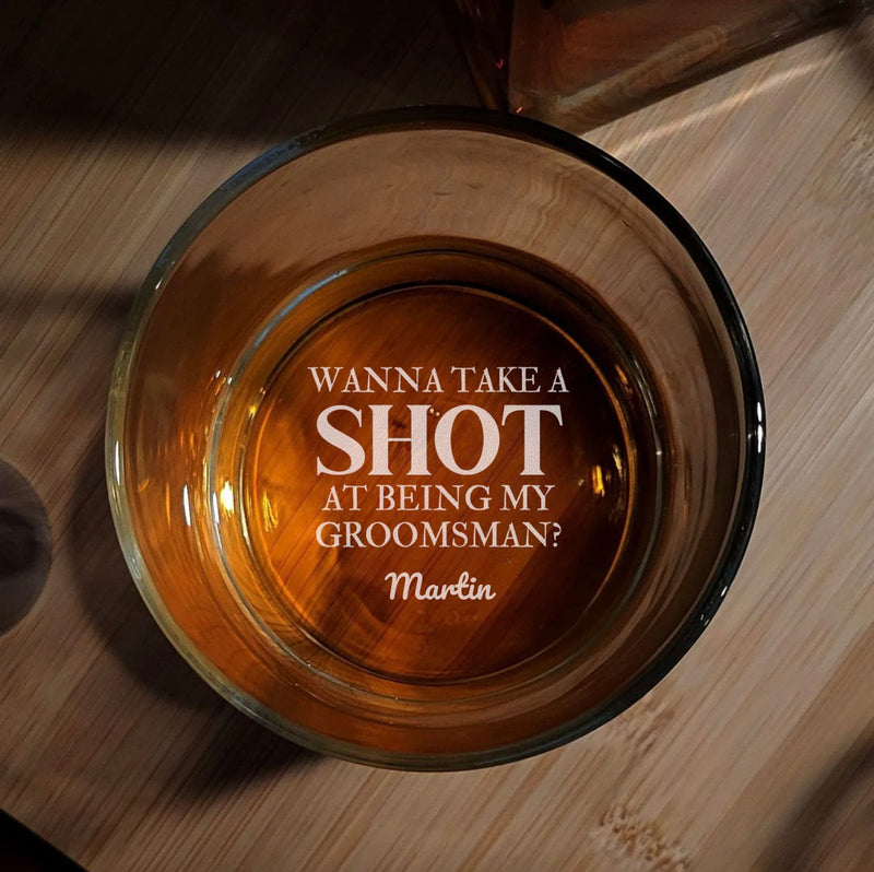 Personalized Groomsmen Proposal Lowball Glasses - Bottom of the Glass