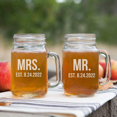 Personalized Wedding Mason Jars -  - Lazerworx