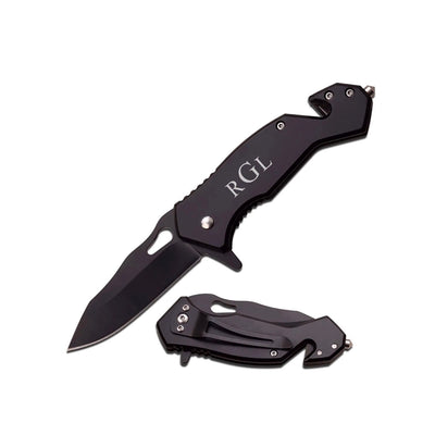 Personalized Stainless Steel Black Blade Spring Assisted Knife