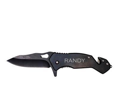 Personalized Stainless Steel Black Blade Spring Assisted Knife