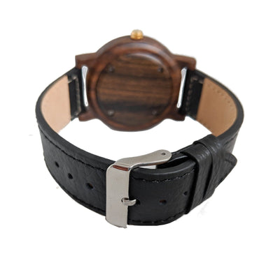 Personalized Arce Wooden Watch | Black Leather