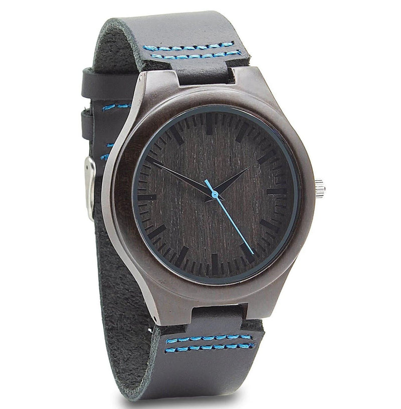 Personalized Energico Wooden Watch | Blue Leather