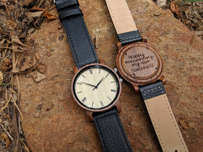 Personalized Arce Wooden Watch | Walnut Leather