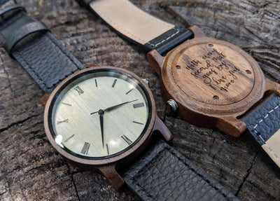 Personalized Arce Wooden Watch | Walnut Leather