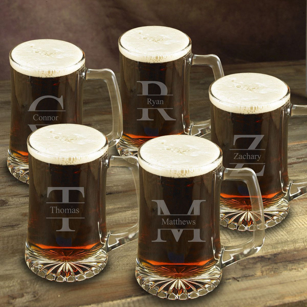 WEDDINGSTAR Personalized Large 25oz Glass Beer Mug Gift Custom Engraved  Monogram (Non Customizable)