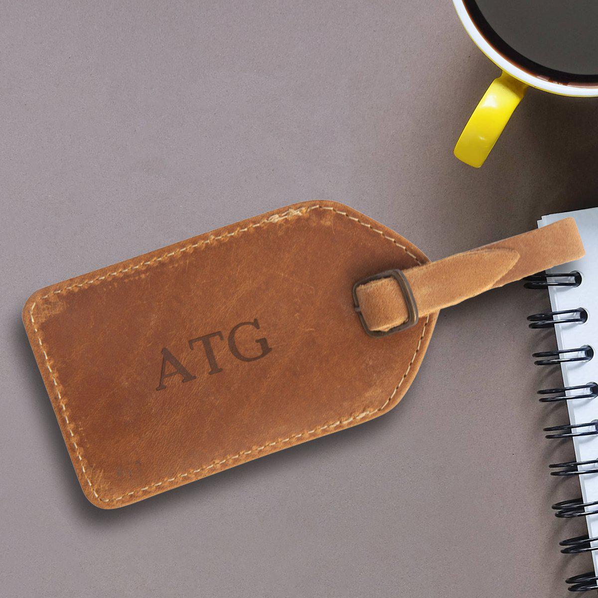 Personalized Sewn Leather Luggage Tag