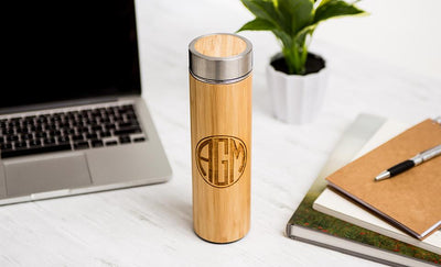 Personalized Insulated Bamboo Water Bottles - Set of 5