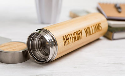 Personalized Insulated Bamboo Water Bottles - Set of 5