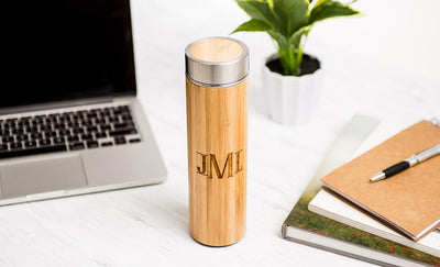 Personalized Insulated Bamboo Water Bottles - Set of 5