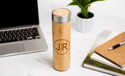 Personalized Insulated Bamboo Water Bottles - Set of 5